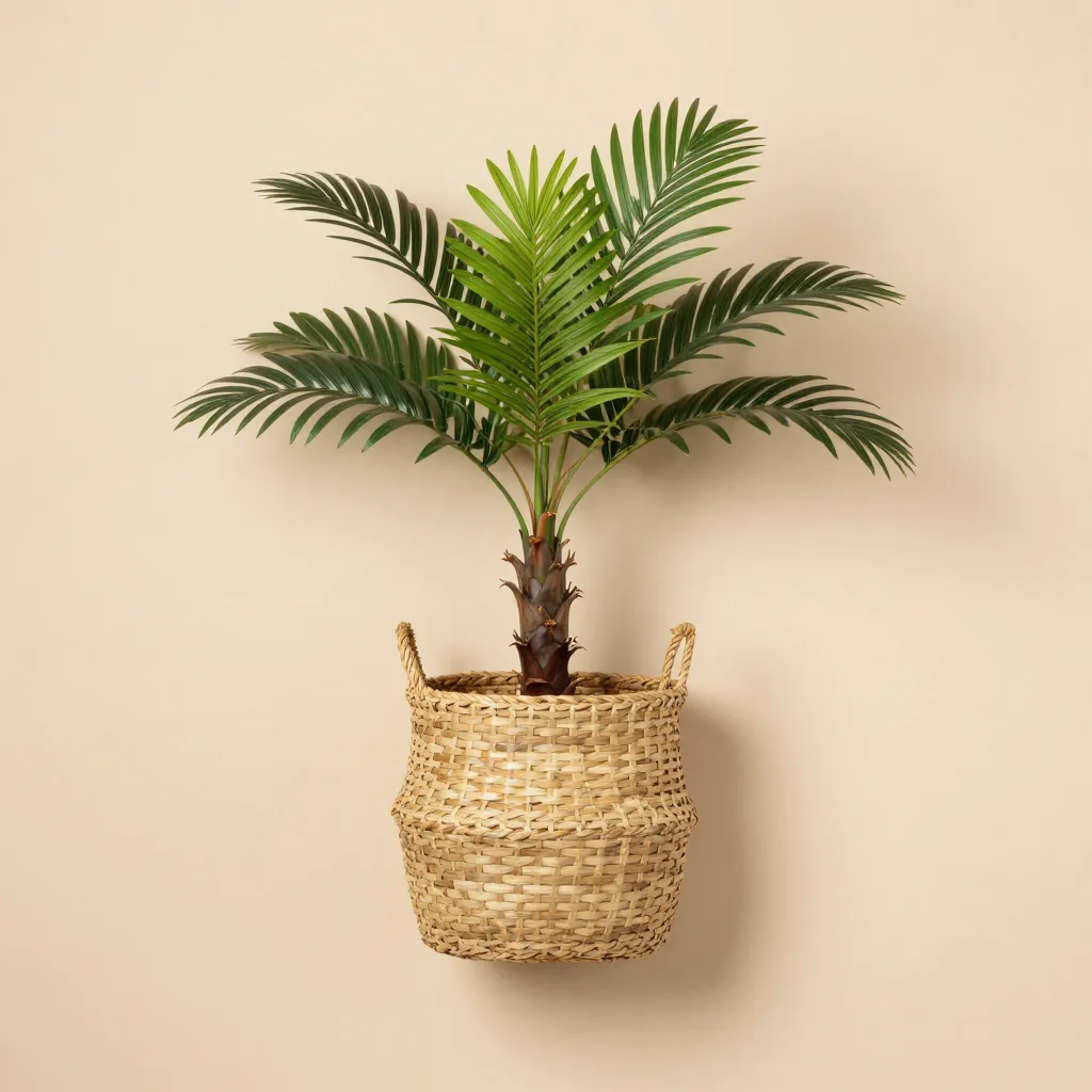 A wall palm basket on a light background
